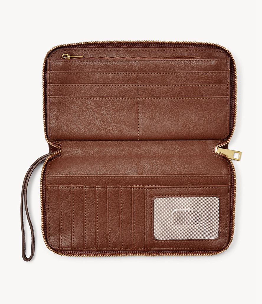 Fossil Liza Zip Around Clutch Taske Dame Brune | NSBIAH-572