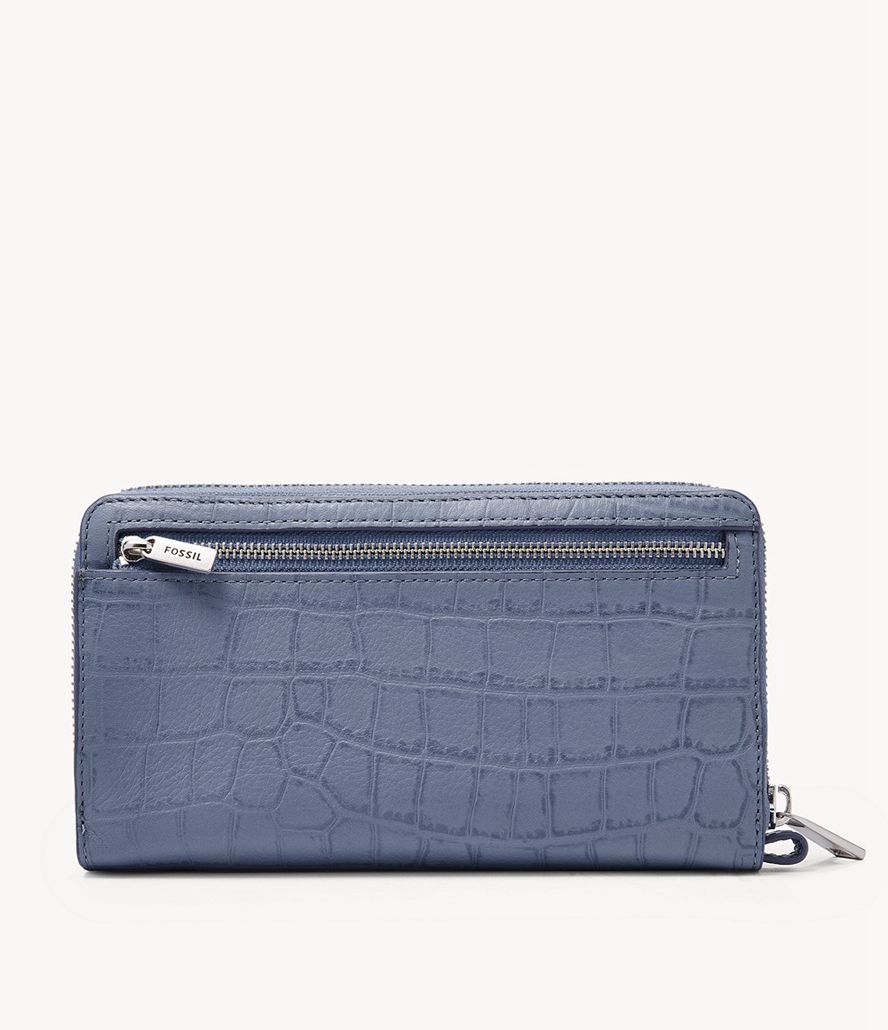 Fossil Liza Zip Clutch Taske Dame Blå | BHEZKR-791