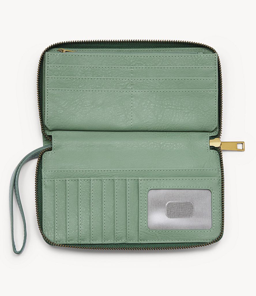 Fossil Liza Zip Clutch Taske Dame Grøn | QHBJEO-791