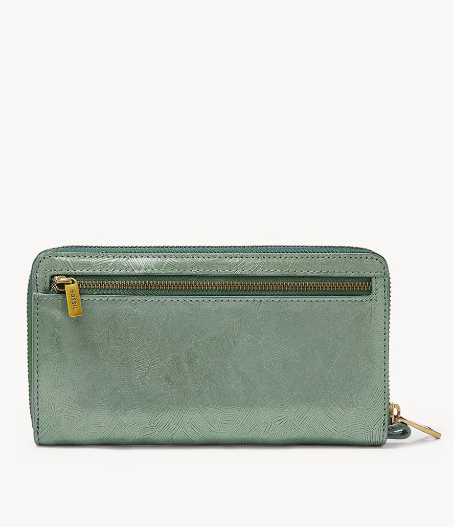 Fossil Liza Zip Clutch Taske Dame Grøn | QHBJEO-791