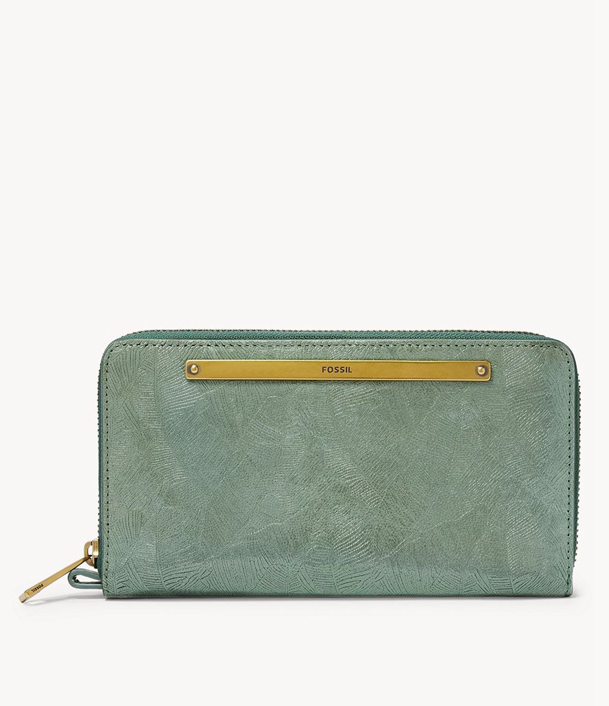 Fossil Liza Zip Clutch Taske Dame Grøn | QHBJEO-791