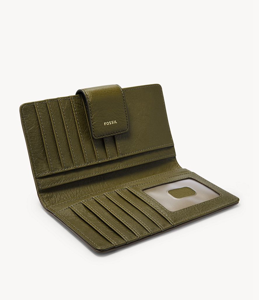 Fossil Logan Rfid Tab Clutch Taske Dame Grøn | CKOPUV-782