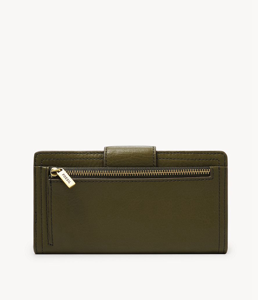 Fossil Logan Rfid Tab Clutch Taske Dame Grøn | CKOPUV-782