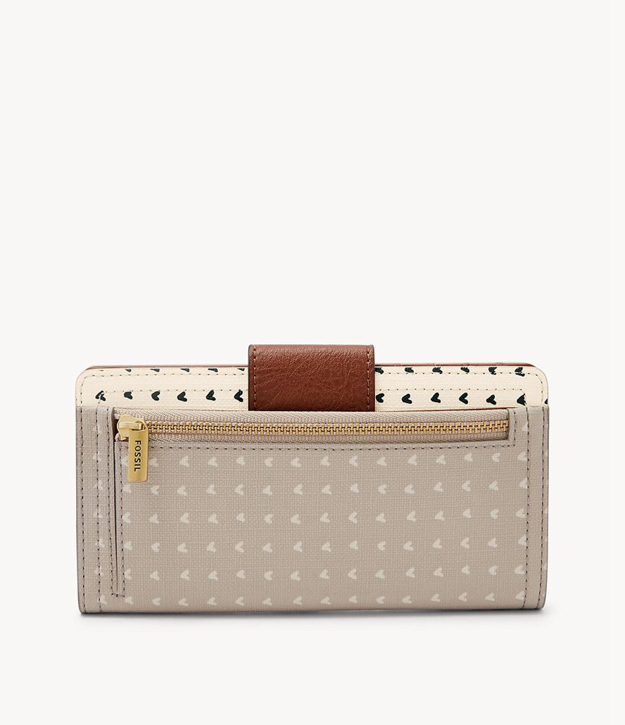 Fossil Logan Rfid Tab Clutch Taske Dame Beige | EWOSQY-324