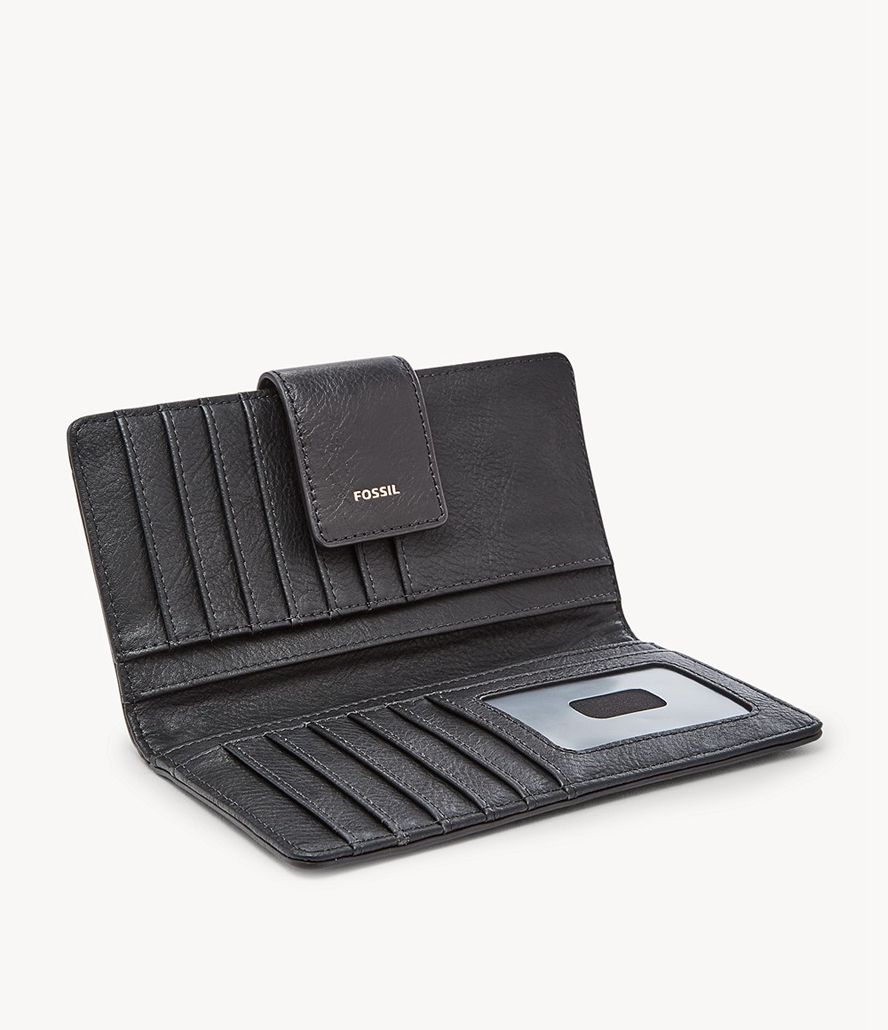 Fossil Logan Rfid Tab Clutch Taske Dame Sort | ISCTMY-473