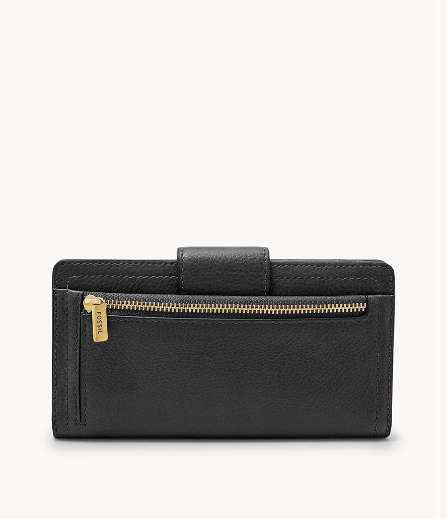 Fossil Logan Rfid Tab Clutch Taske Dame Sort | ISCTMY-473