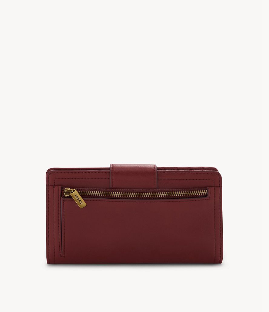 Fossil Logan Rfid Tab Clutch Taske Dame Bordeaux | JZONTA-127