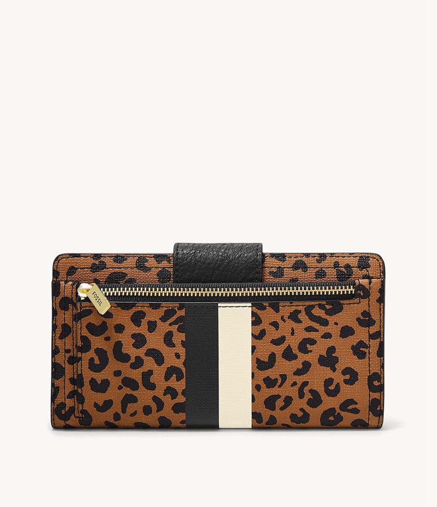 Fossil Logan Rfid Tab Clutch Taske Dame Leopard | OBPXRC-908