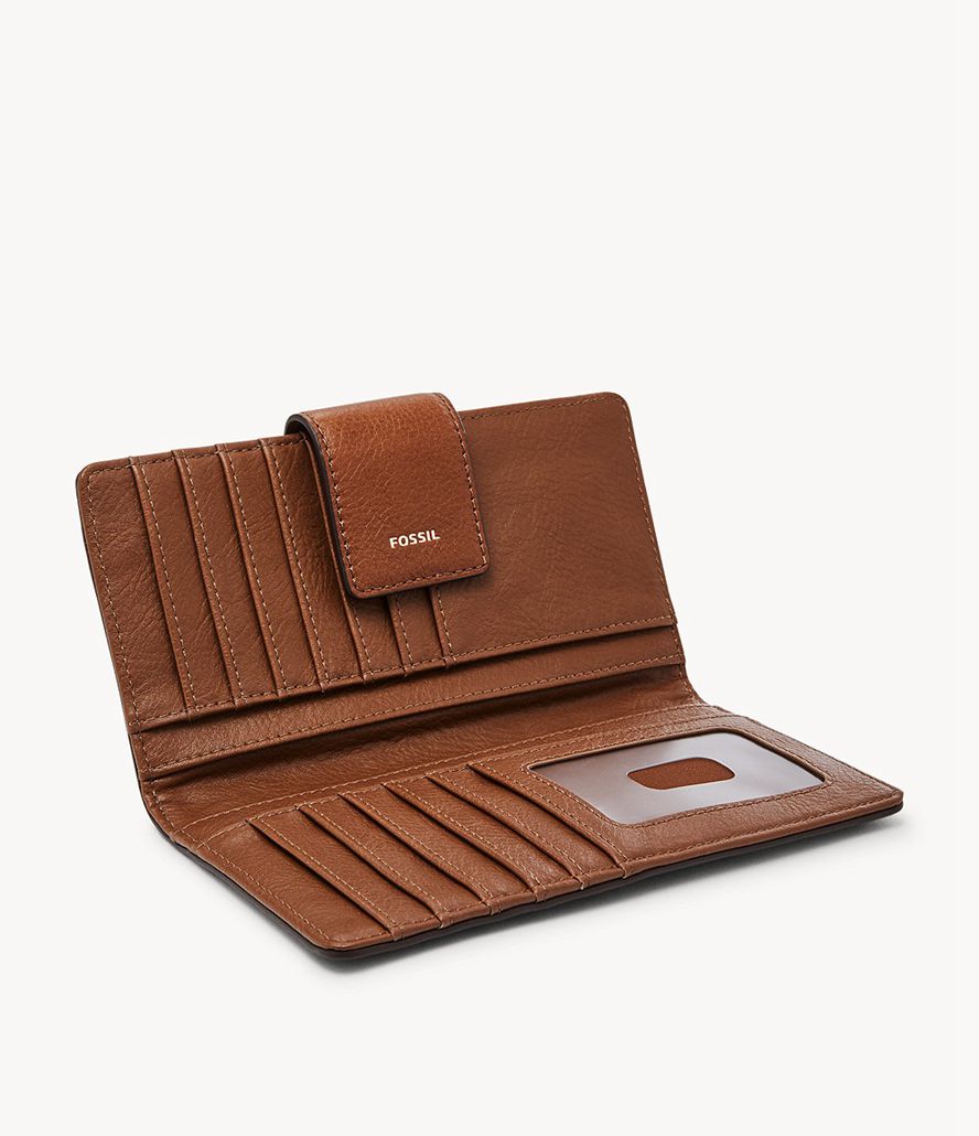 Fossil Logan Rfid Tab Clutch Taske Dame Brune | QUFSYB-839