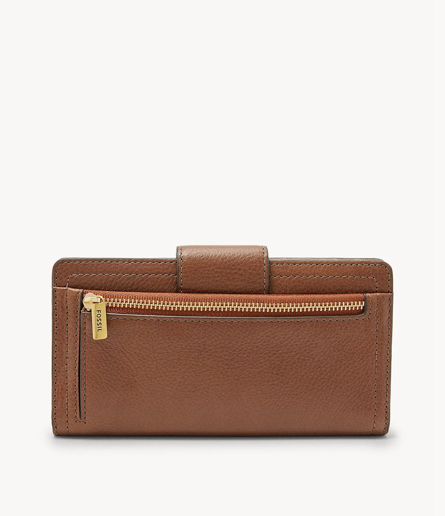 Fossil Logan Rfid Tab Clutch Taske Dame Brune | QUFSYB-839