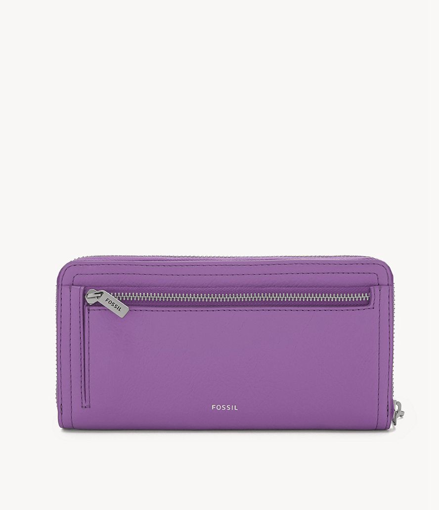 Fossil Logan Rfid Zip Around Clutch Taske Dame Lilla | MCRGLI-953