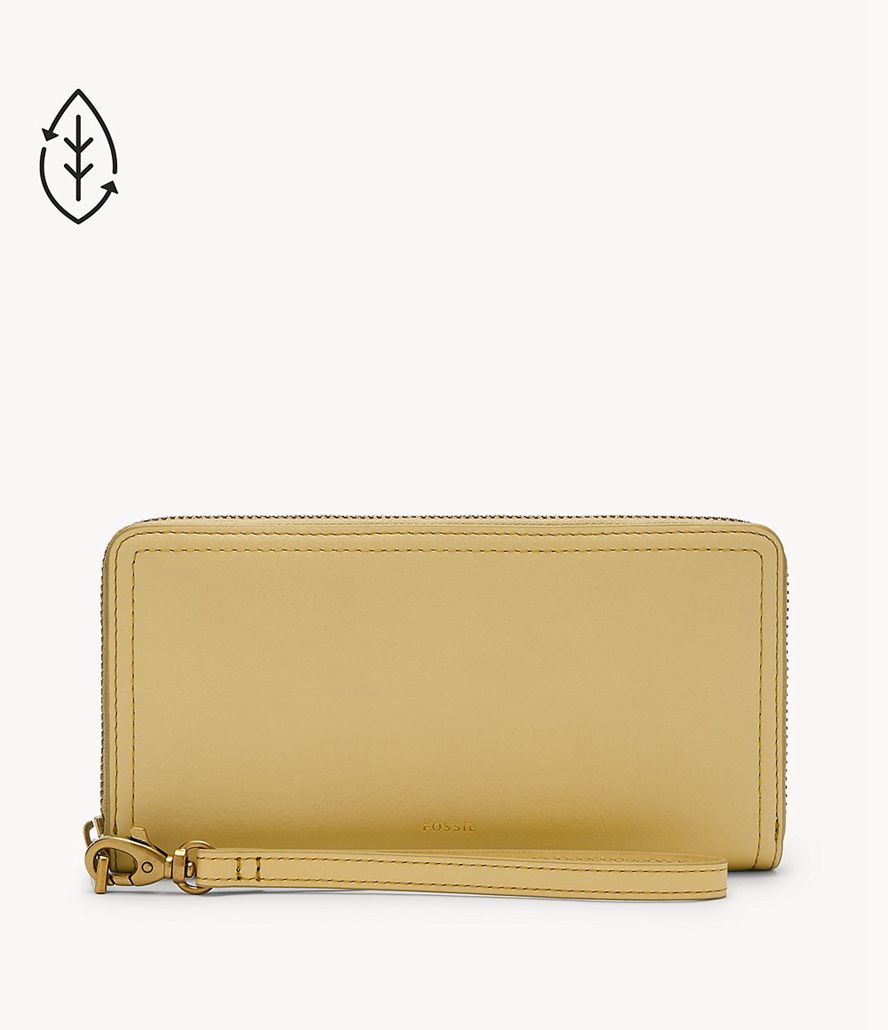 Fossil Logan Rfid Zip Clutch Taske Dame Gul | DRTCUV-128