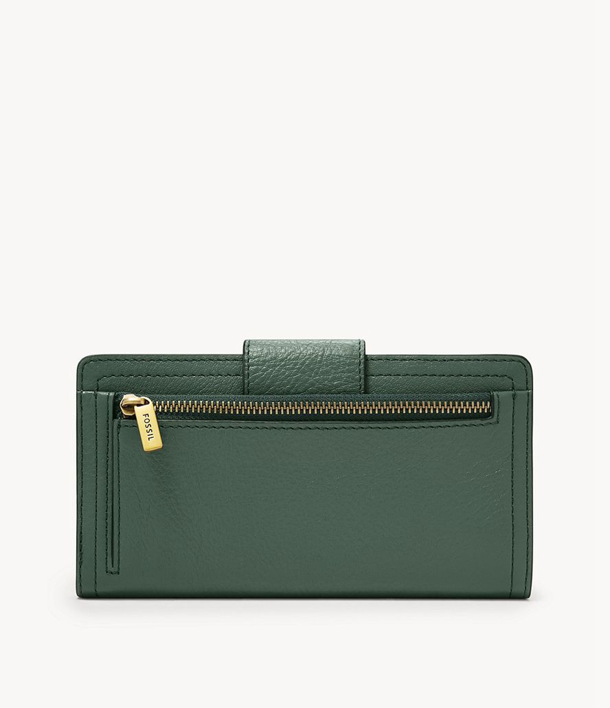 Fossil Logan Tab Clutch Taske Dame Grøn | AUOBXR-276