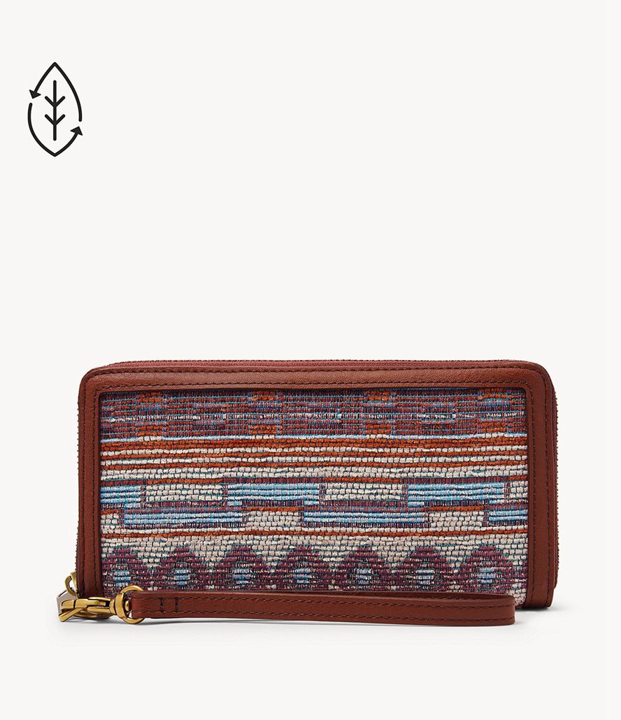 Fossil Logan Zip Around Clutch Taske Dame Brune | NXRFAP-756