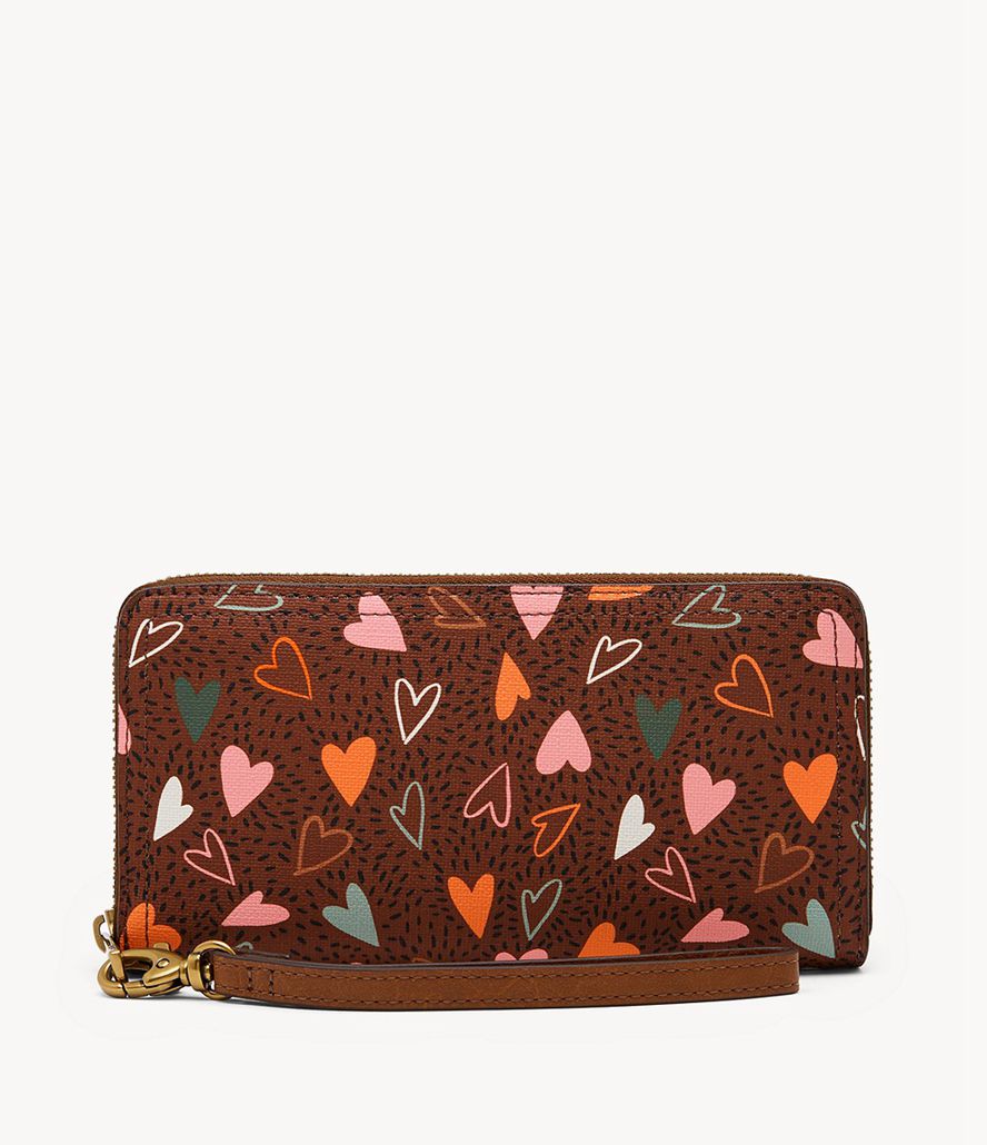 Fossil Logan Zip Around Clutch Taske Dame Brune | ZTHMPI-564