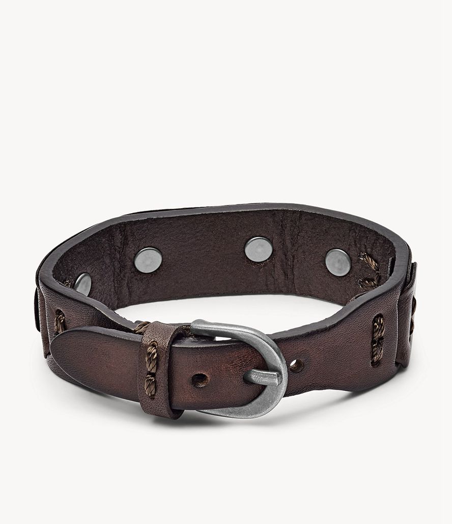 Fossil Læder Cuff- Brown Armbånd Herre Brune | SAOVWF-298