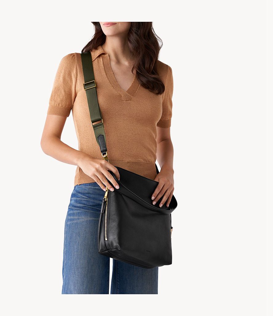 Fossil Maya Hobo Taske Dame Sort | BTOAQD-953