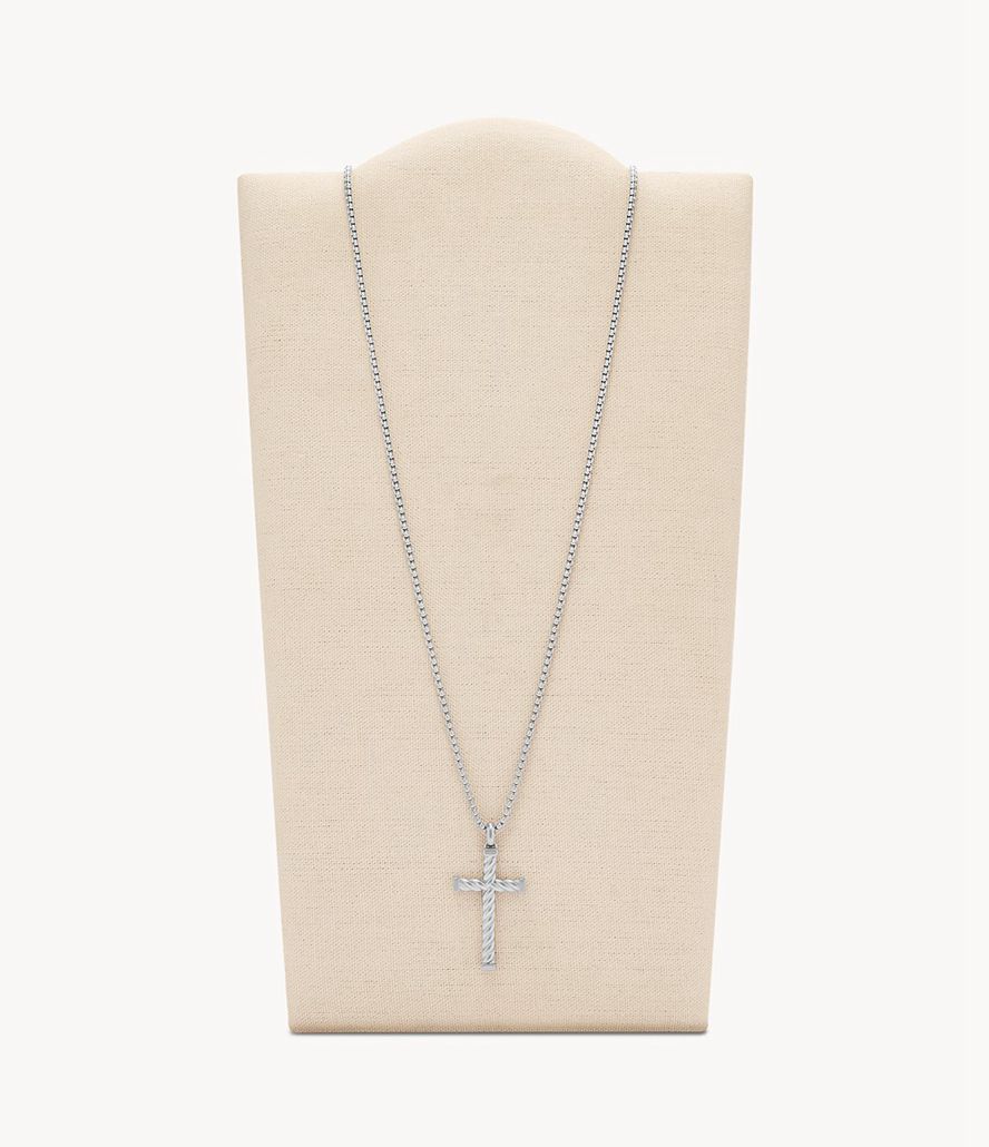 Fossil Meaningful Moments Stainless Steel Cross Pendant Halskæder Herre Sølv | RQBENM-759