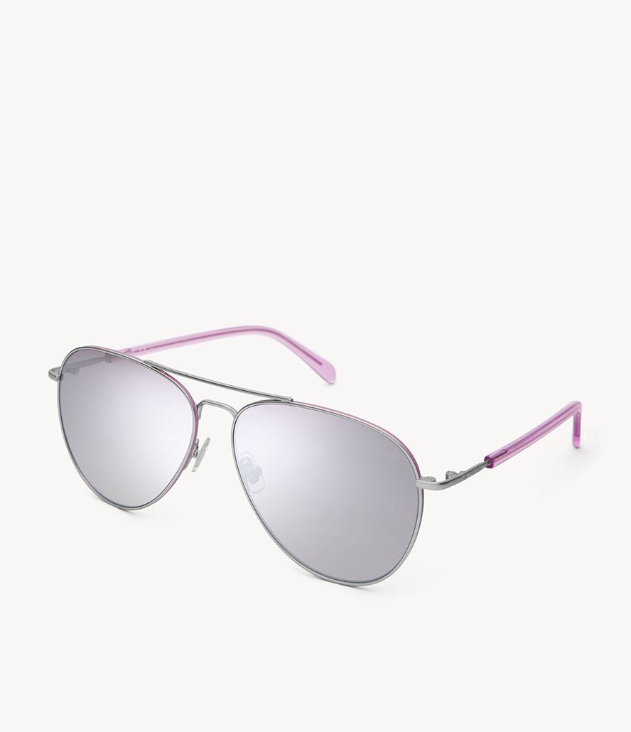 Fossil Michelle Aviator Solbriller Dame Sølv | RAGMUP-931