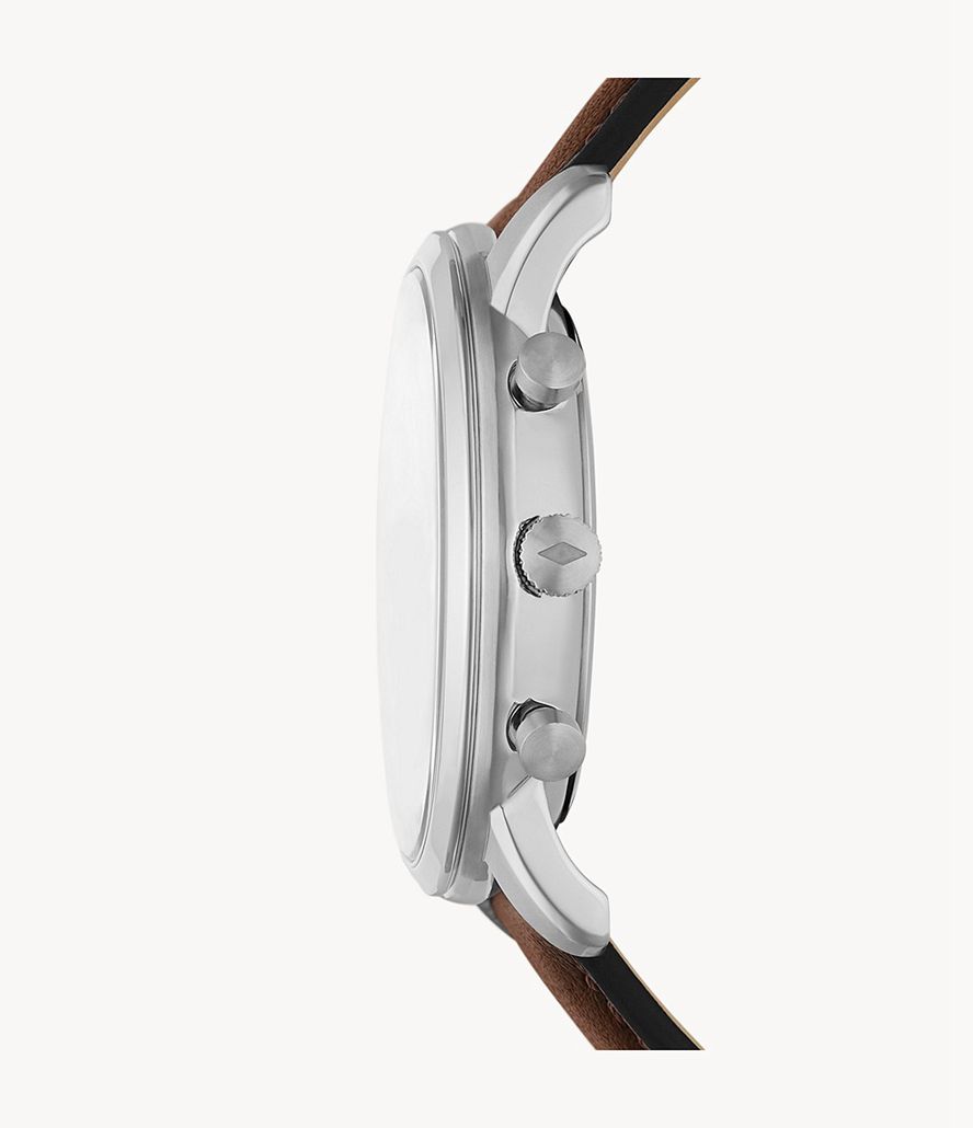 Fossil Minimalist Kronograf Eco Læder Ure Herre Sølv | BEQGHA-625