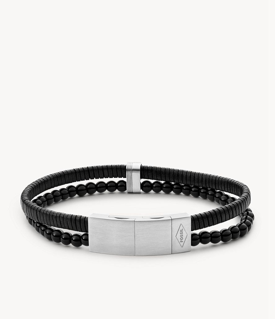 Fossil Multistrands Læder Multi-Strand Armbånd Herre Sort | MULZAK-925