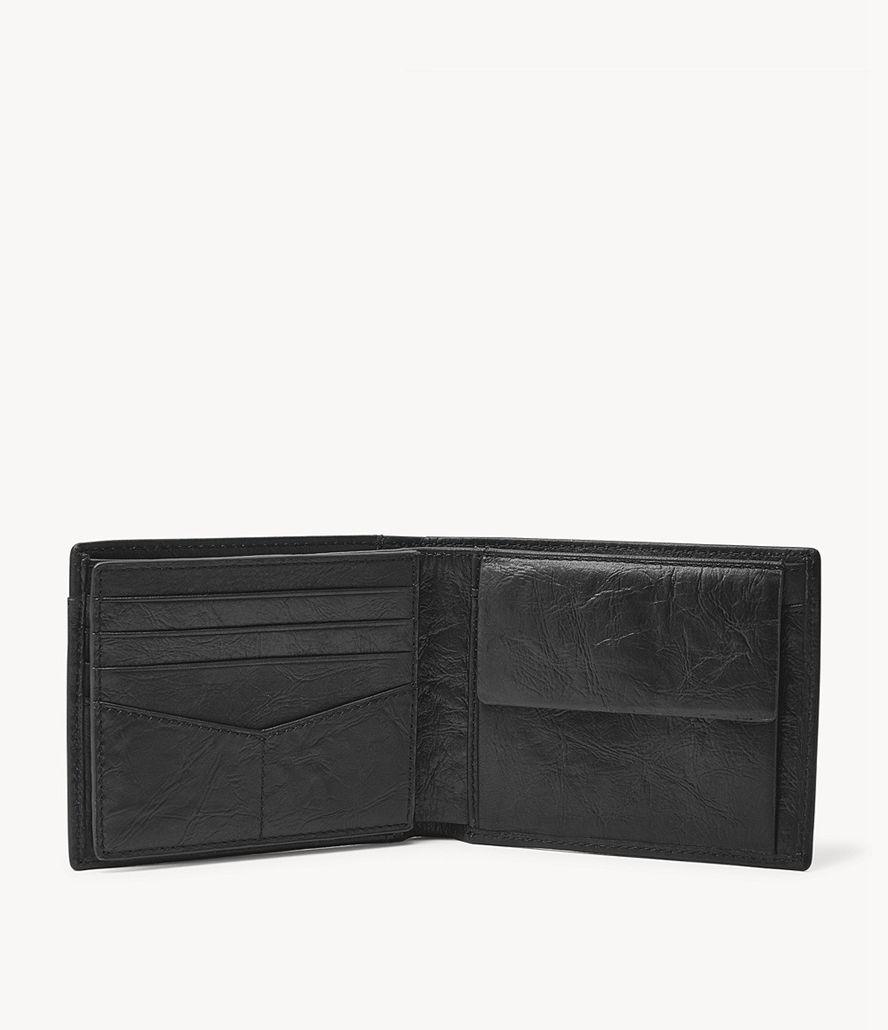 Fossil Neel Large Bifold Tegnebog Herre Sort | FBXLHT-341