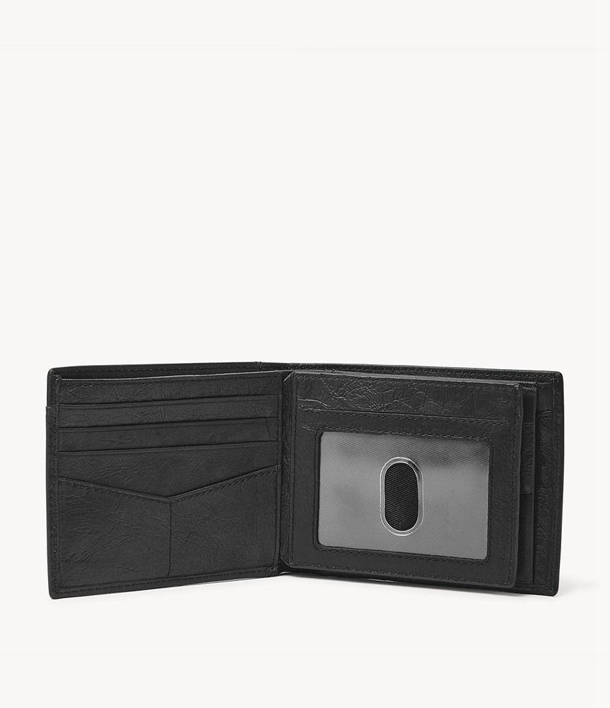 Fossil Neel Large Bifold Tegnebog Herre Sort | FBXLHT-341