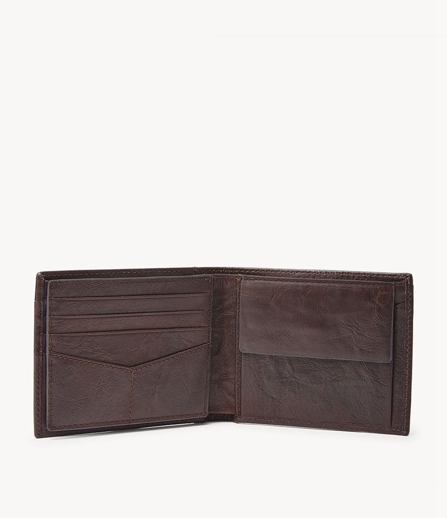 Fossil Neel Large Bifold Tegnebog Herre Brune | GFTMOJ-143