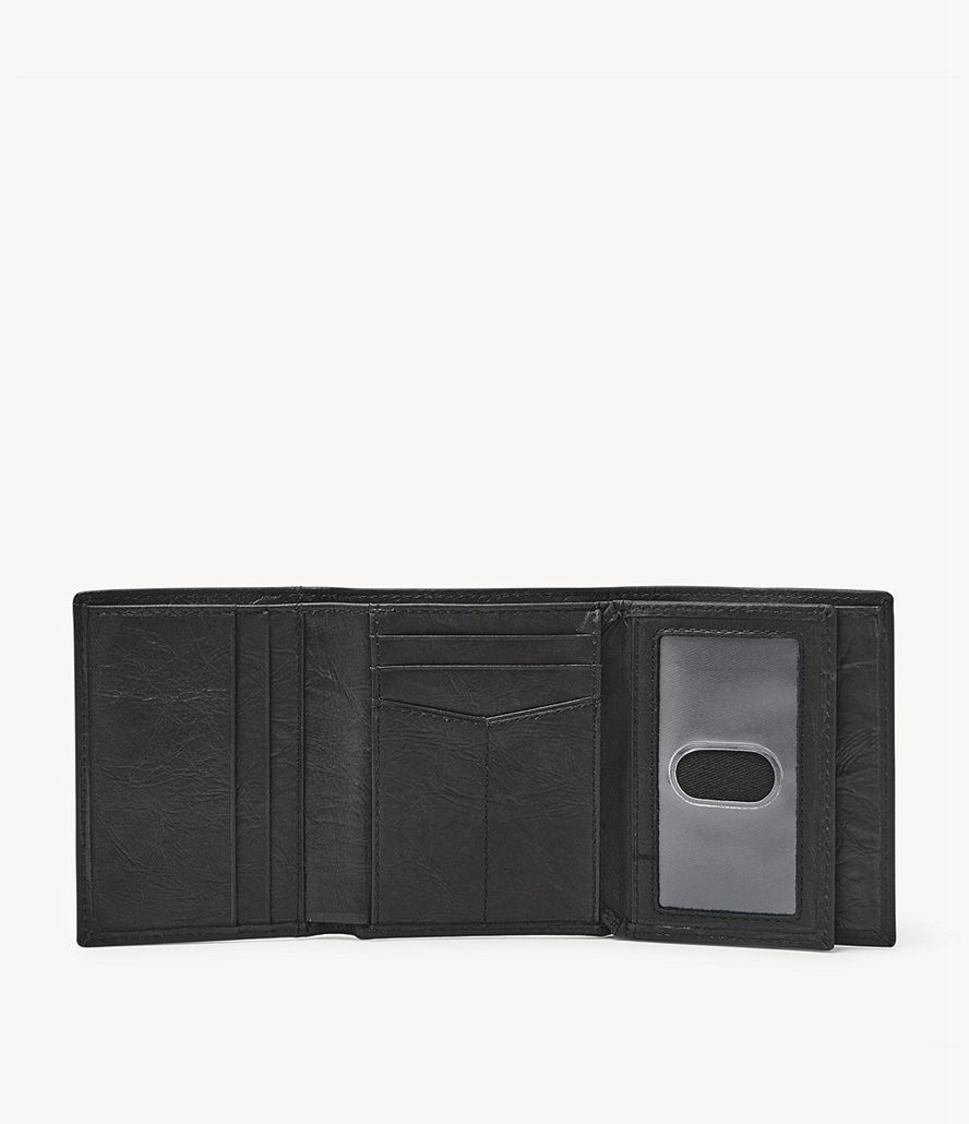 Fossil Neel Trifold Tegnebog Herre Sort | WUSDBY-784