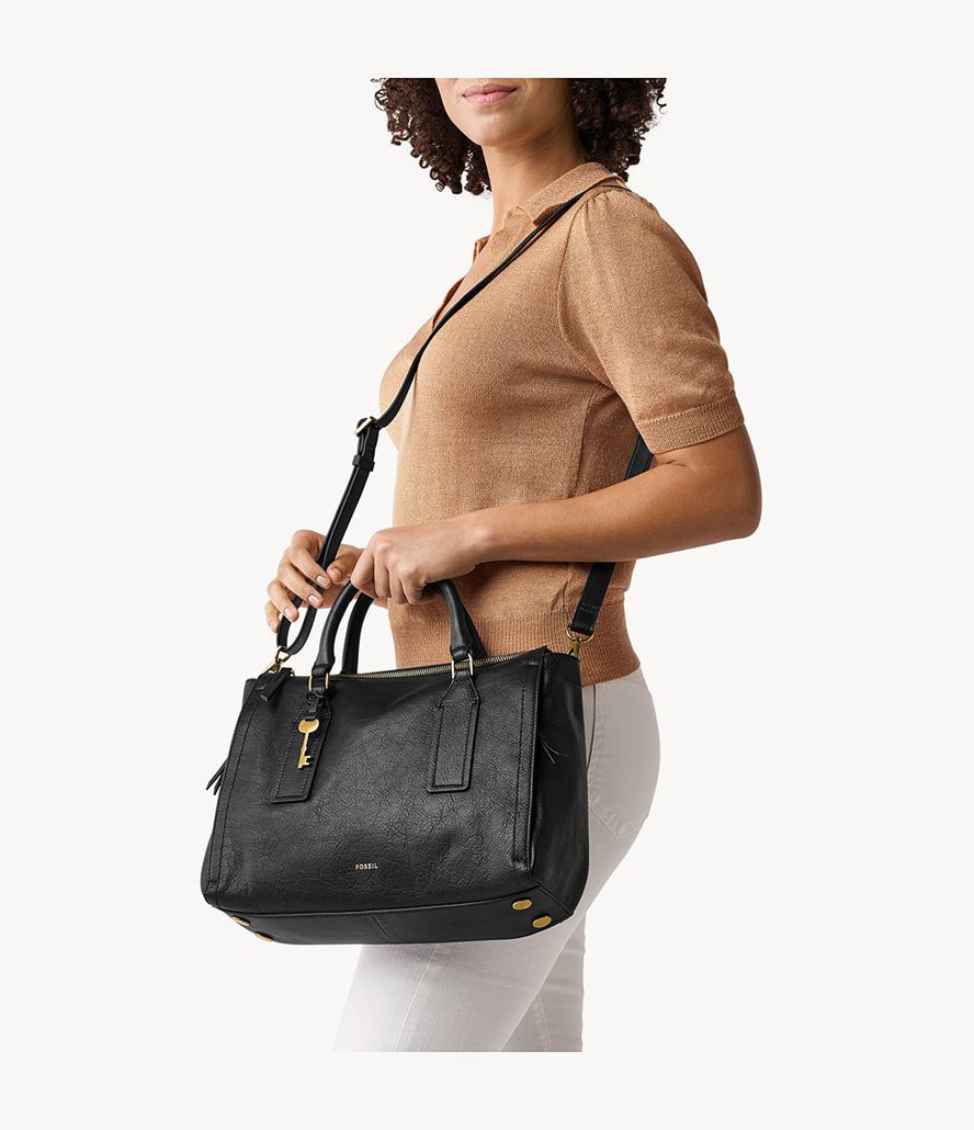 Fossil Parker Satchel Taske Dame Sort | AIOZYJ-709