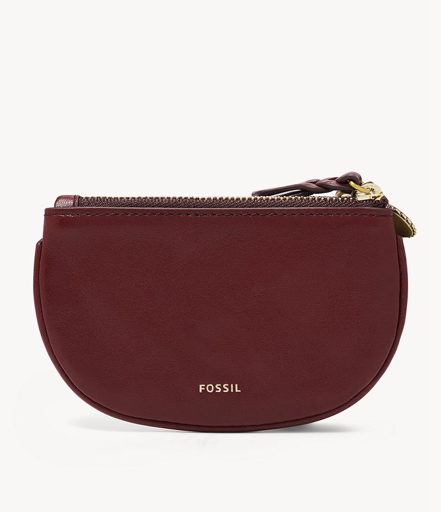 Fossil Polly Zip Pasholder Dame Bordeaux | HKDFSN-763