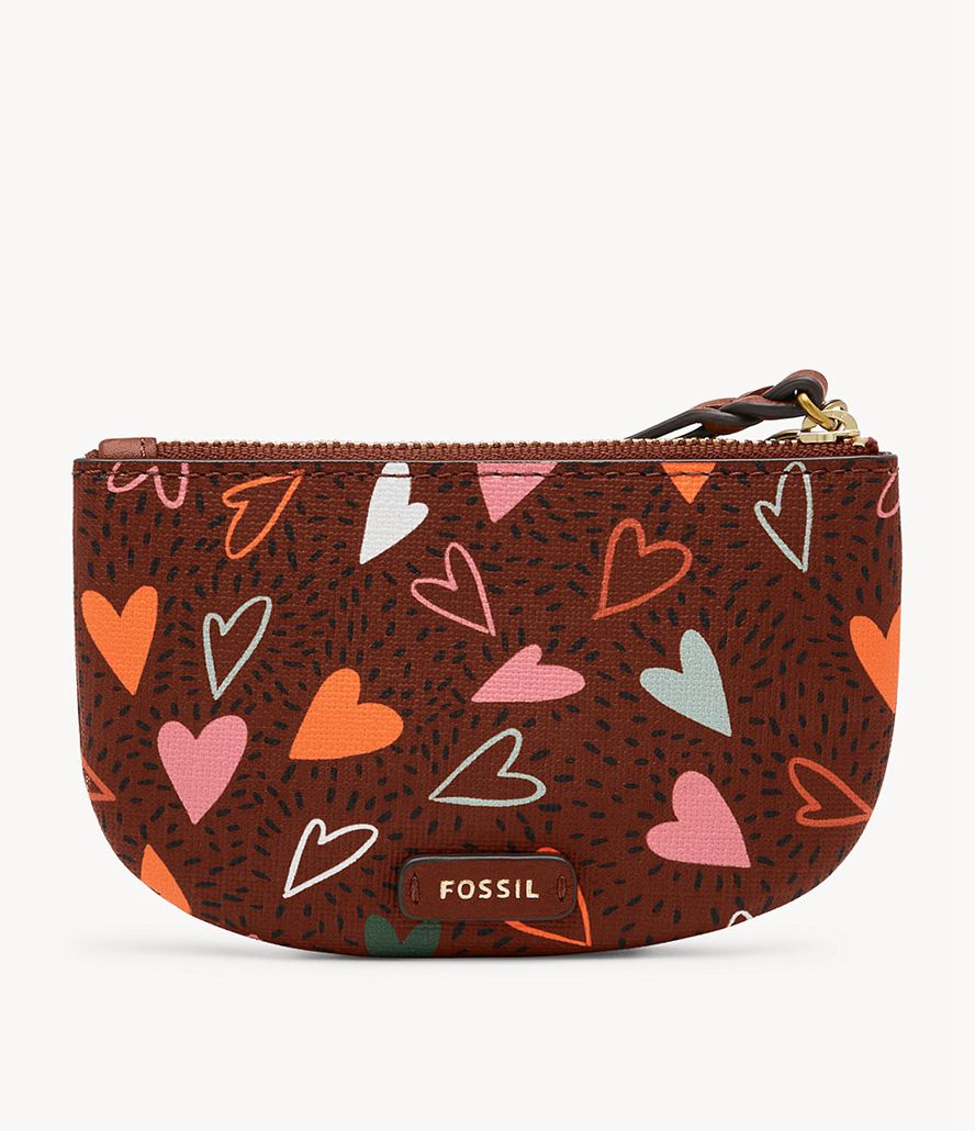 Fossil Polly Zip Pasholder Dame Brune | MZUPJE-270