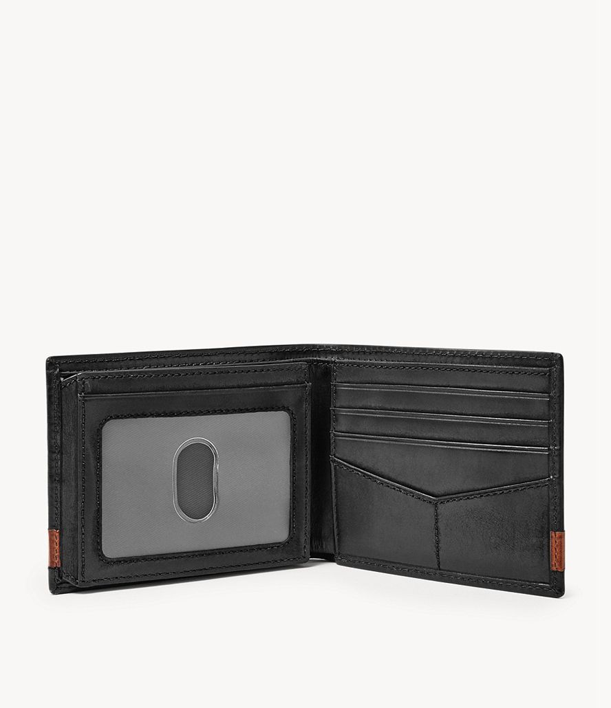 Fossil Quinn Flip Id Bifold Tegnebog Herre Sort | BZOMUC-504