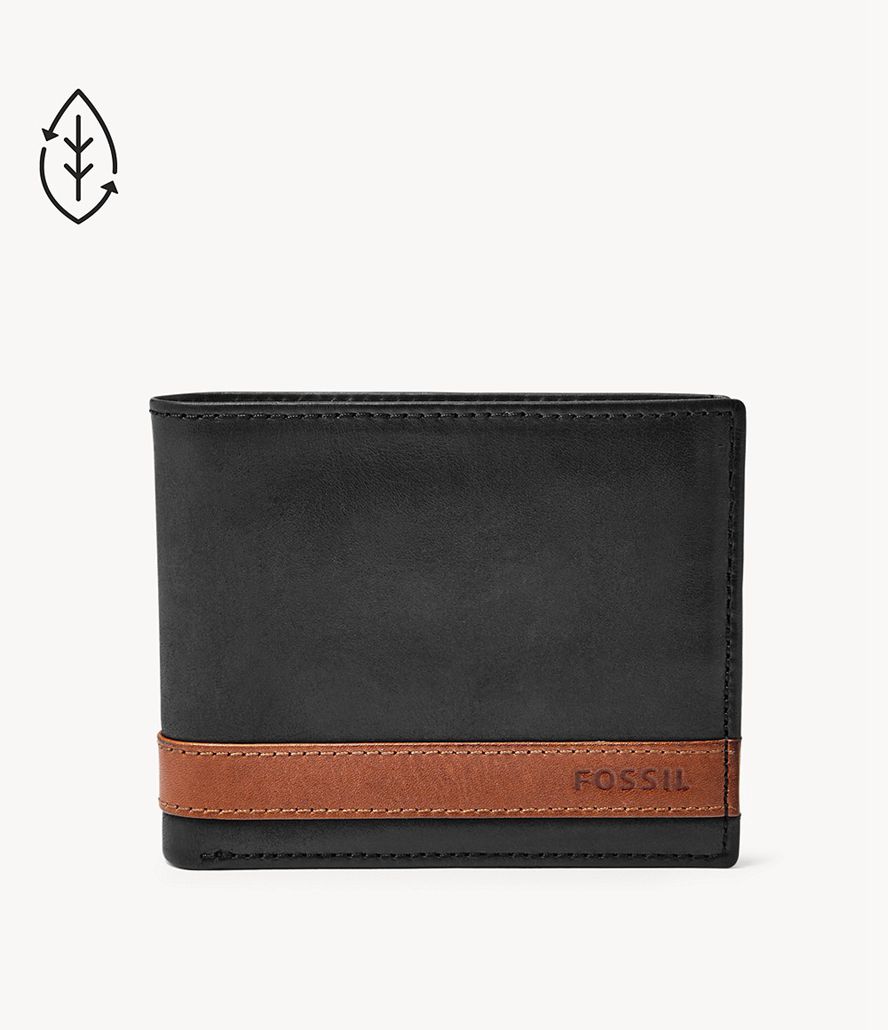 Fossil Quinn Flip Id Bifold Tegnebog Herre Sort | BZOMUC-504