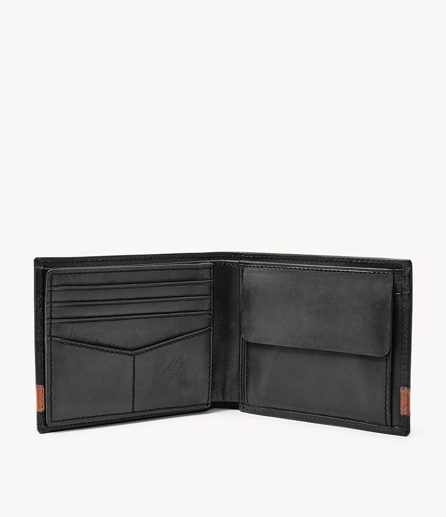 Fossil Quinn Large Bifold Tegnebog Herre Sort | IGPWMU-103