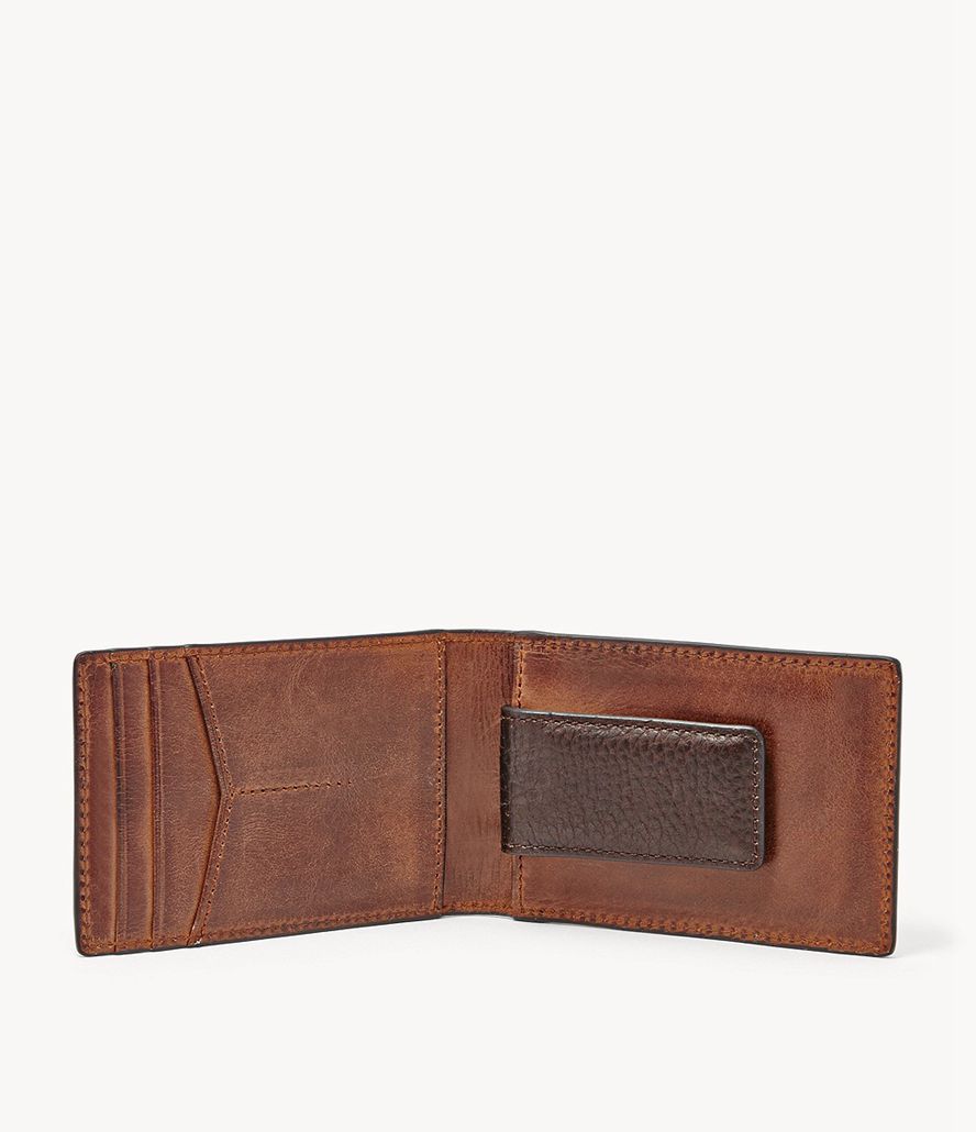 Fossil Quinn Money Clip Bifold Tegnebog Herre Brune | ZQLJPW-510