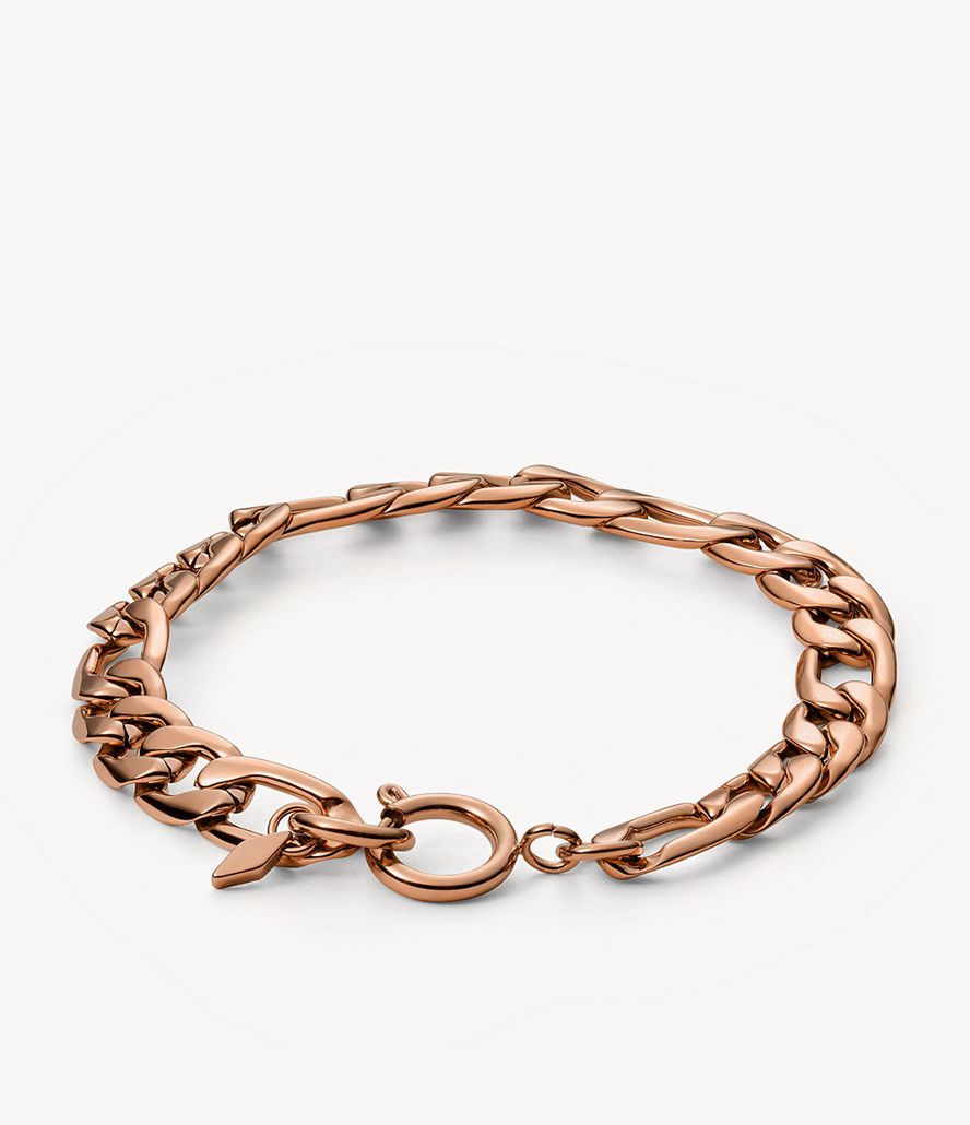 Fossil Rowan Oh So Charming Tone Stainless Steel Chain Armbånd Dame Lyserød Guld | DXMUKS-821