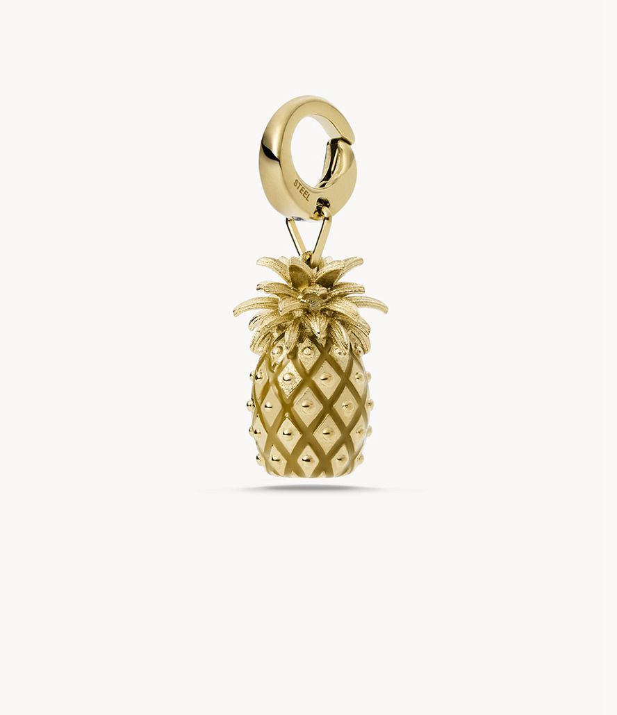 Fossil Rowan Oh Soing Stainless Steel Pineapple Charms Dame Guld | RWIOTD-805