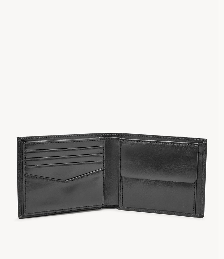 Fossil Ryan Rfid Large Bifold Tegnebog Herre Sort | XTAQJN-529