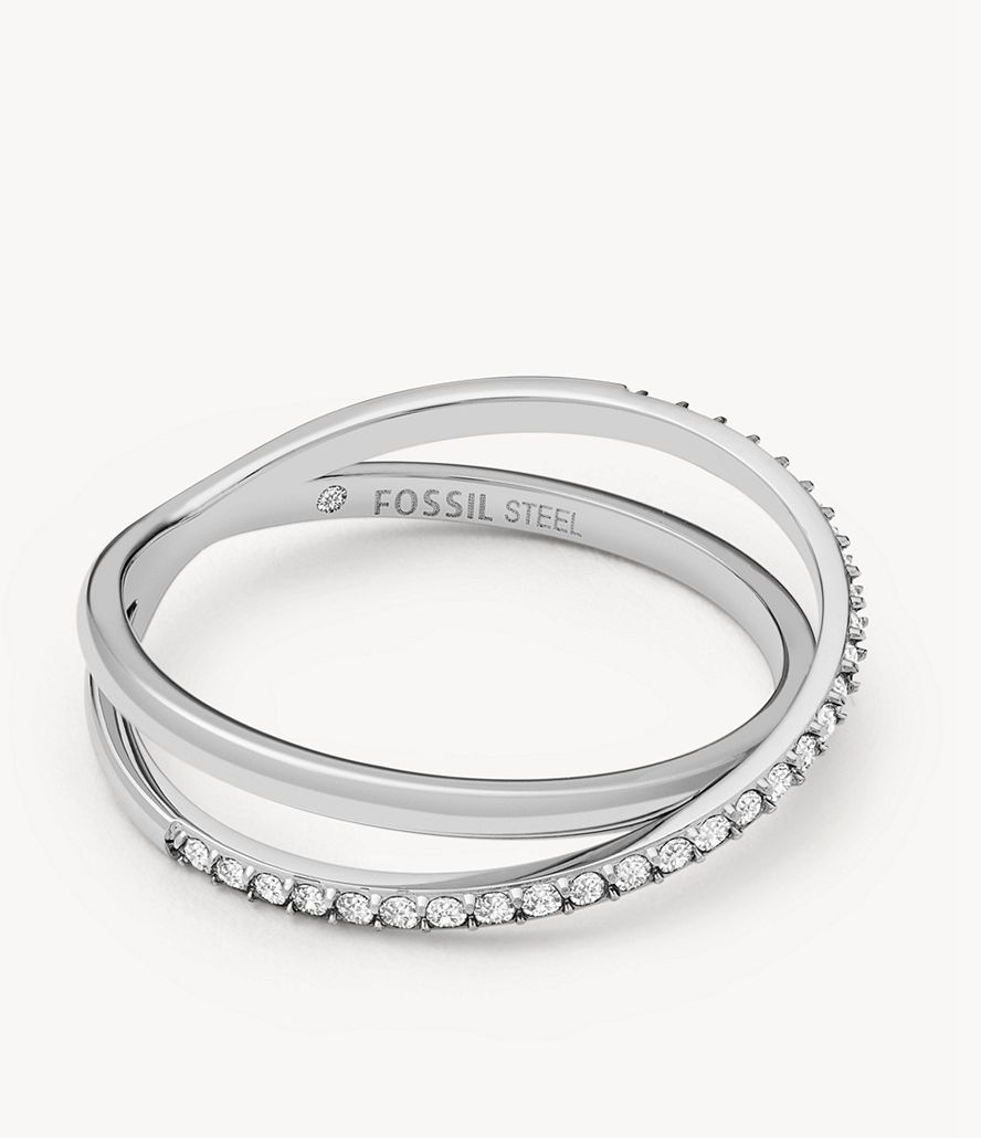 Fossil Sadie All Stacked Up Stainless Steel Band Ring Dame Sølv | GHMYWJ-218