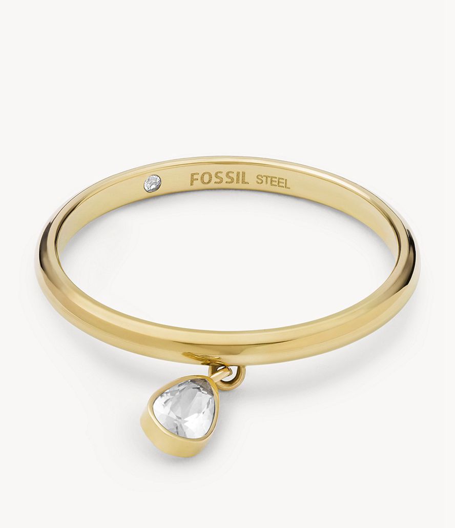Fossil Sadie All Stacked Up Stainless Steel Glass Teardrop Ring Dame Guld | OFDPAC-340