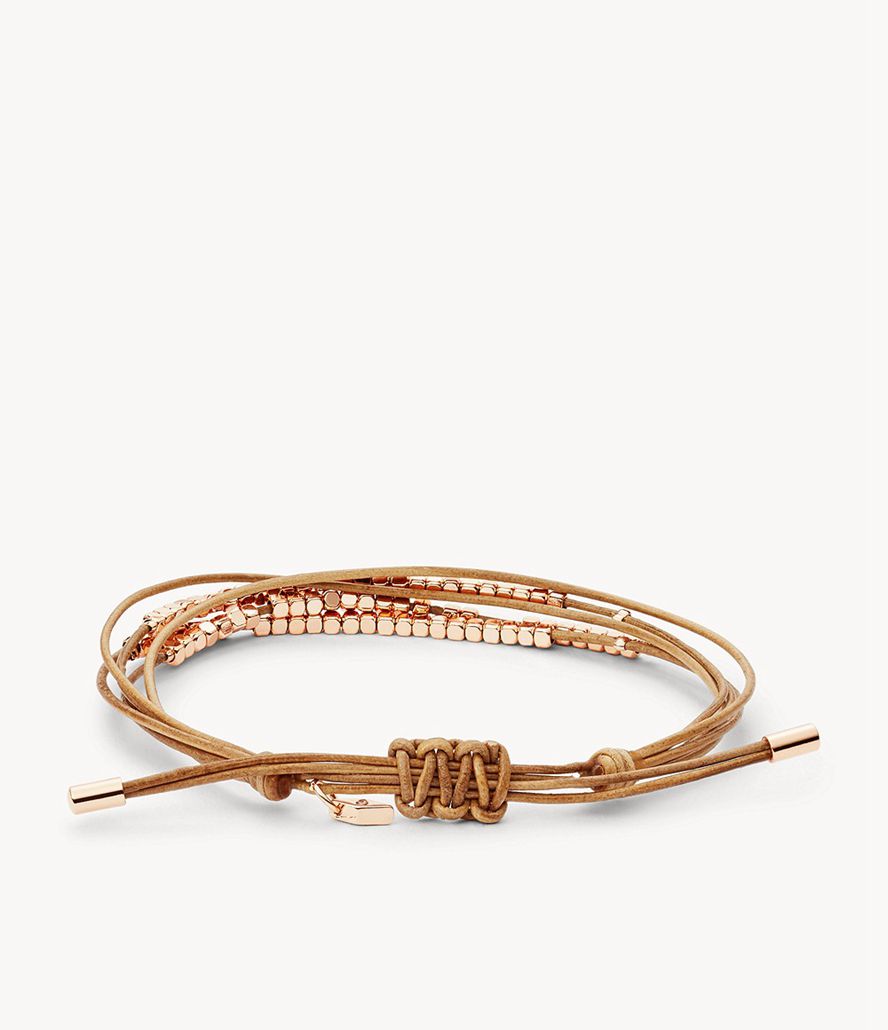 Fossil Sadie Dainty Rondel Slider Armbånd Dame Beige | GBOQHK-291