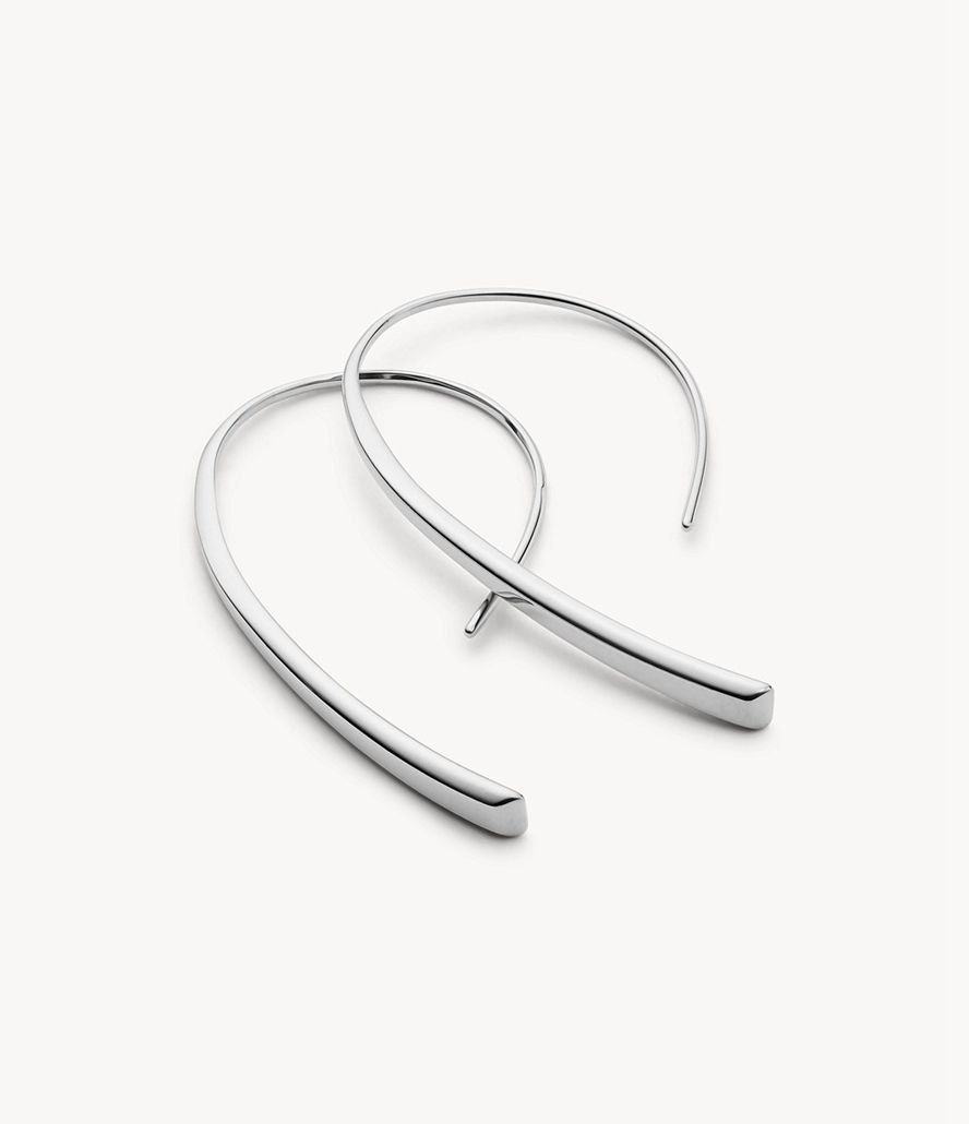 Fossil Sadie Stainless Steel Bevel Hoop Øreringe Dame Sølv | PTSDLW-735