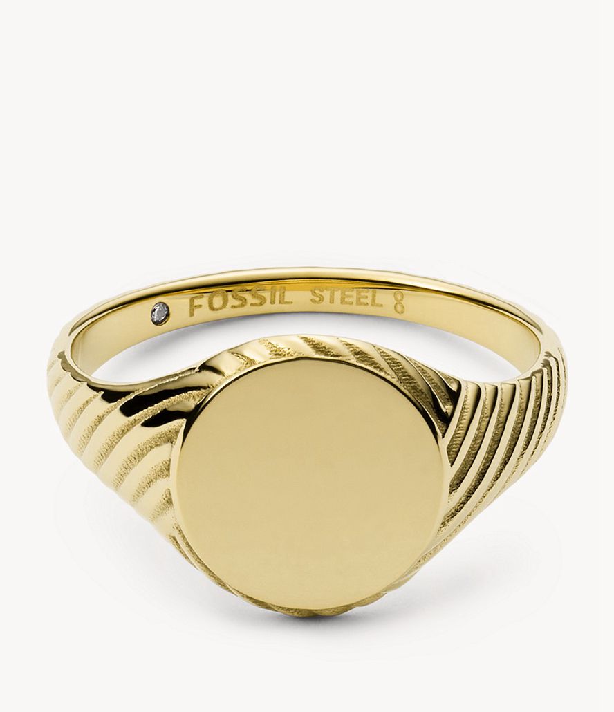 Fossil Sadie Vintage Twists Stainless Steel Signet Ring Dame Guld | UFBZMG-349