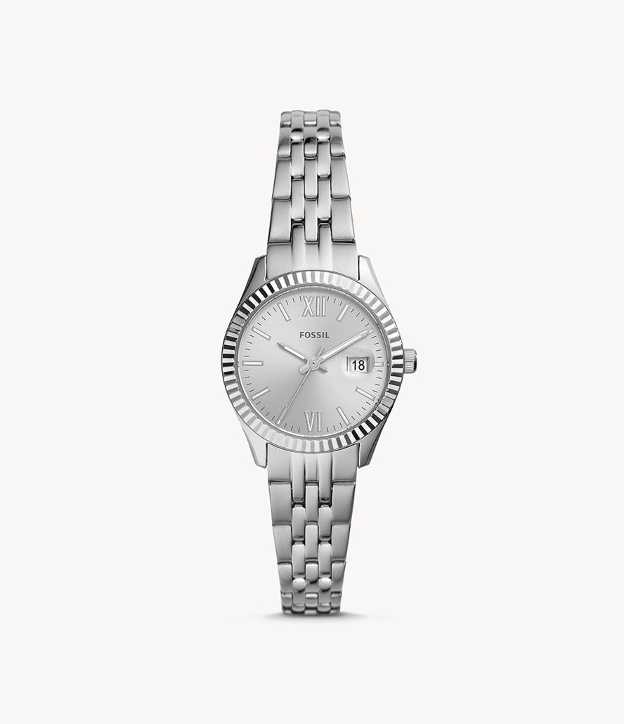 Fossil Scarlette Micro Three-Hand Date Stainless Steel Ure Dame Sølv | NEWYUM-812