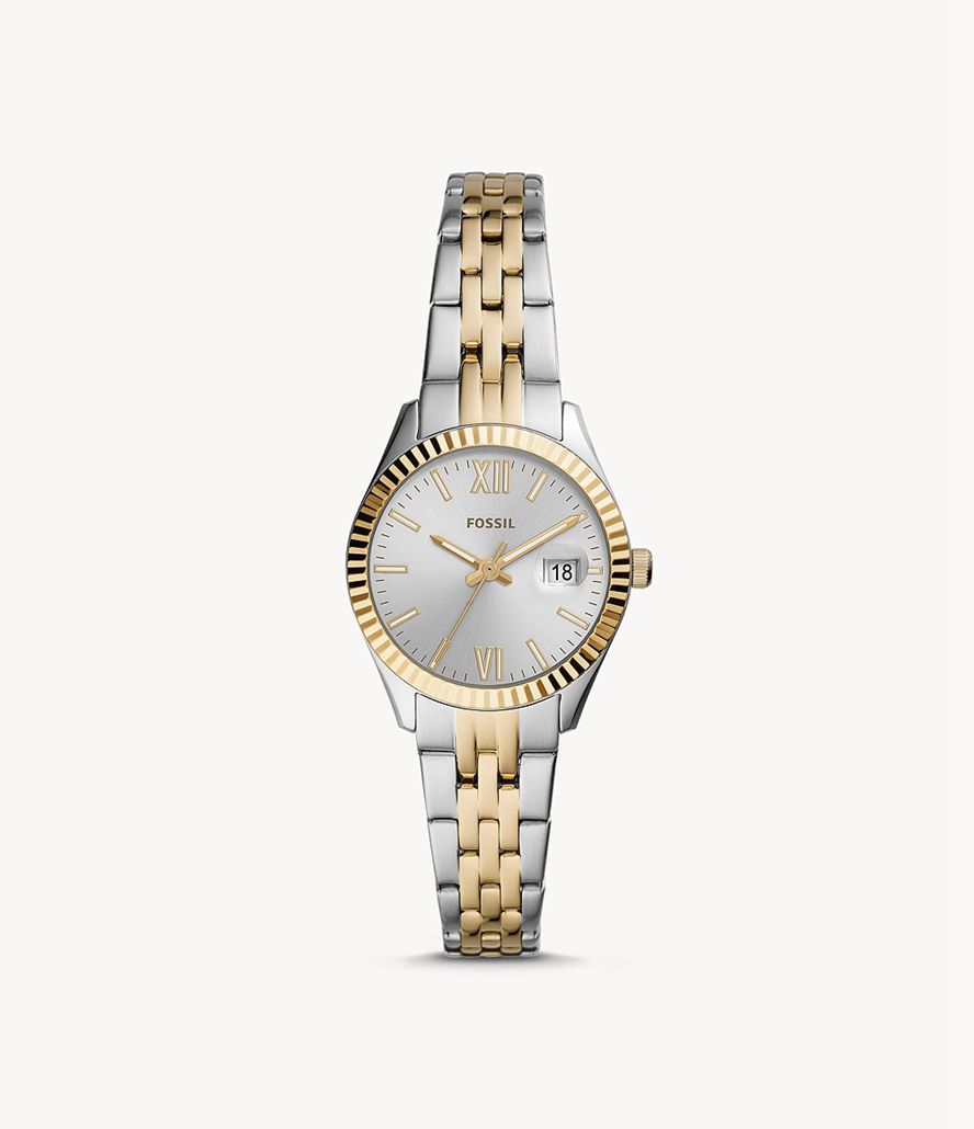 Fossil Scarlette Micro Three-Hand Date Two-Tone Stainless Steel Ure Dame Sølv | YTMSXV-409