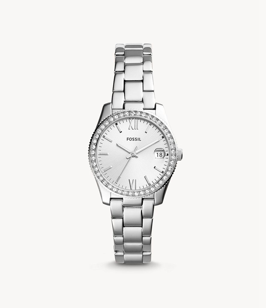 Fossil Scarlette Mini Three-Hand Date Stainless Steel Ure Dame Sølv | KTHDBZ-490