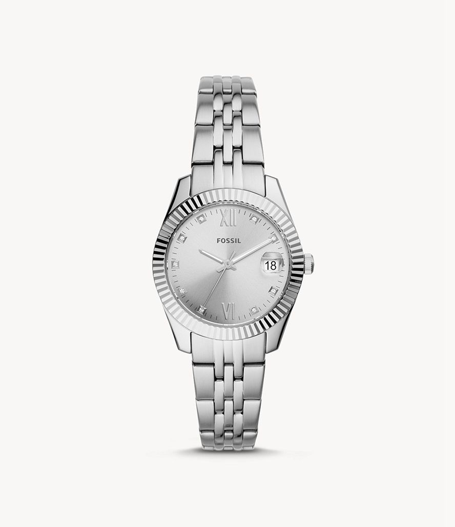 Fossil Scarlette Mini Three-Hand Date Stainless Steel Ure Dame Sølv | PRDNWB-547