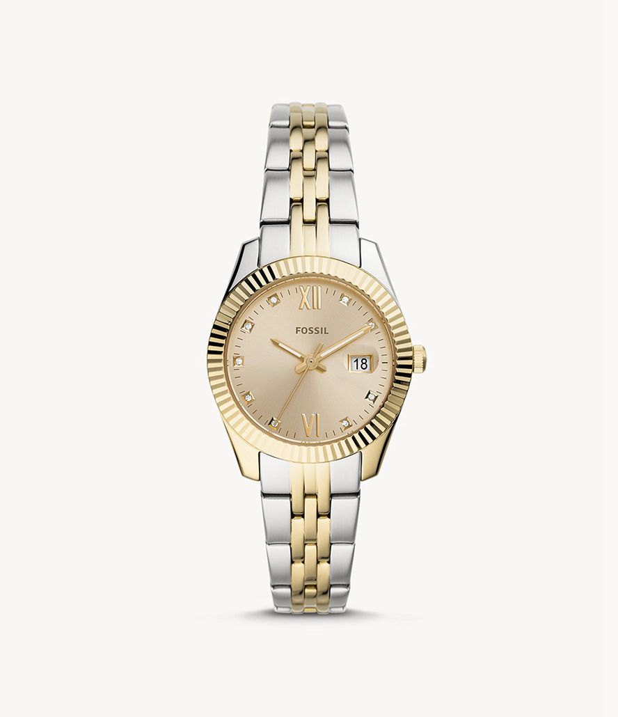 Fossil Scarlette Mini Three-Hand Date Two-Tone Stainless Steel Ure Dame Sølv | DAWTSE-483