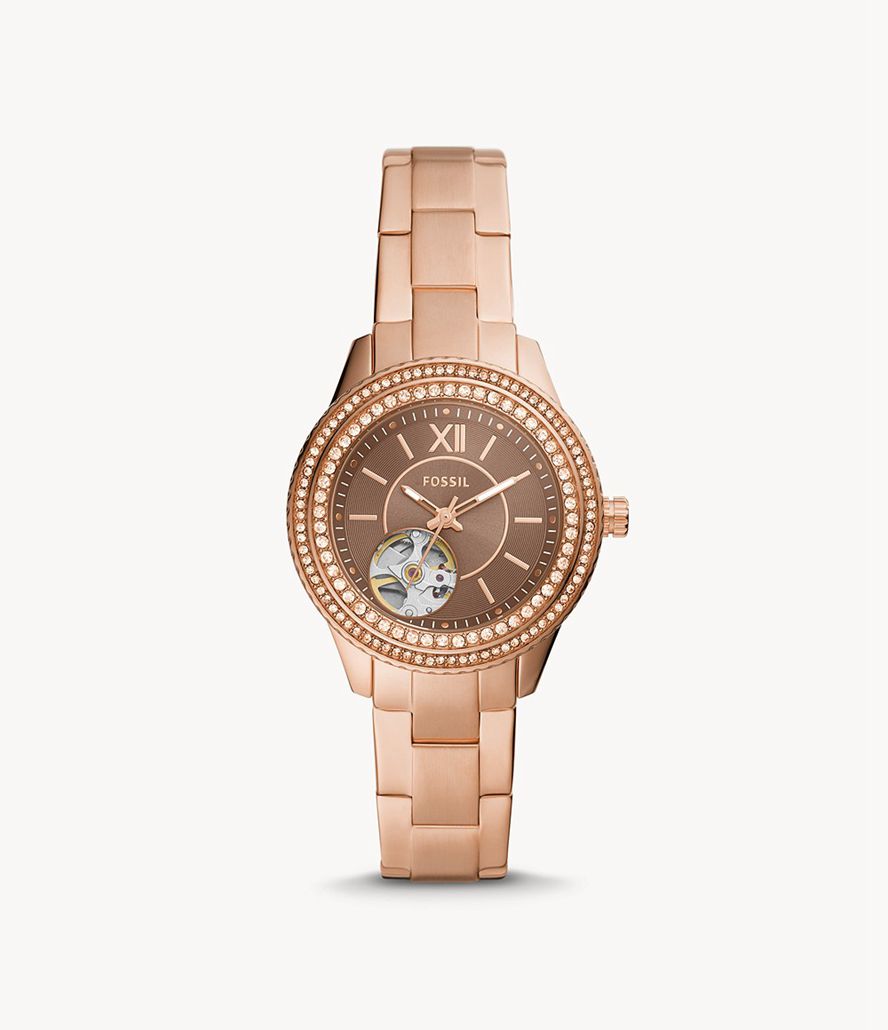 Fossil Stella Automatisk Tone Stainless Steel Ure Dame Lyserød Guld | OUXBCK-143